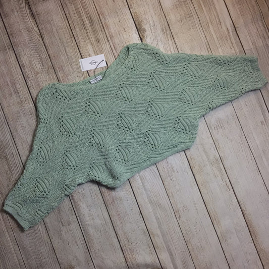 BNWT Stradivarius Pale Mint Green Cropped Open Knit Jumper Size S