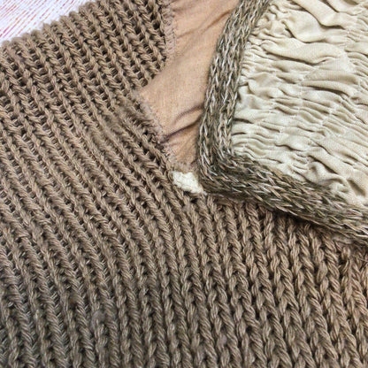 Vintage Crochetta Beige Brown Beaded Cardigan w/Shoulder Pads Size Ch44" (approx.)
