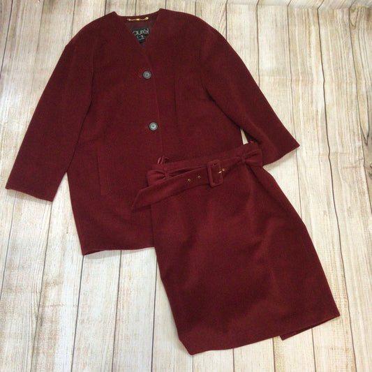 Vintage Laurèl Red Wool & Mohair 2 Piece Skirt Jacket Size 36-40