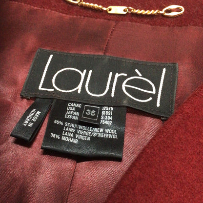 Vintage Laurèl Red Wool & Mohair 2 Piece Skirt Jacket Size 36-40