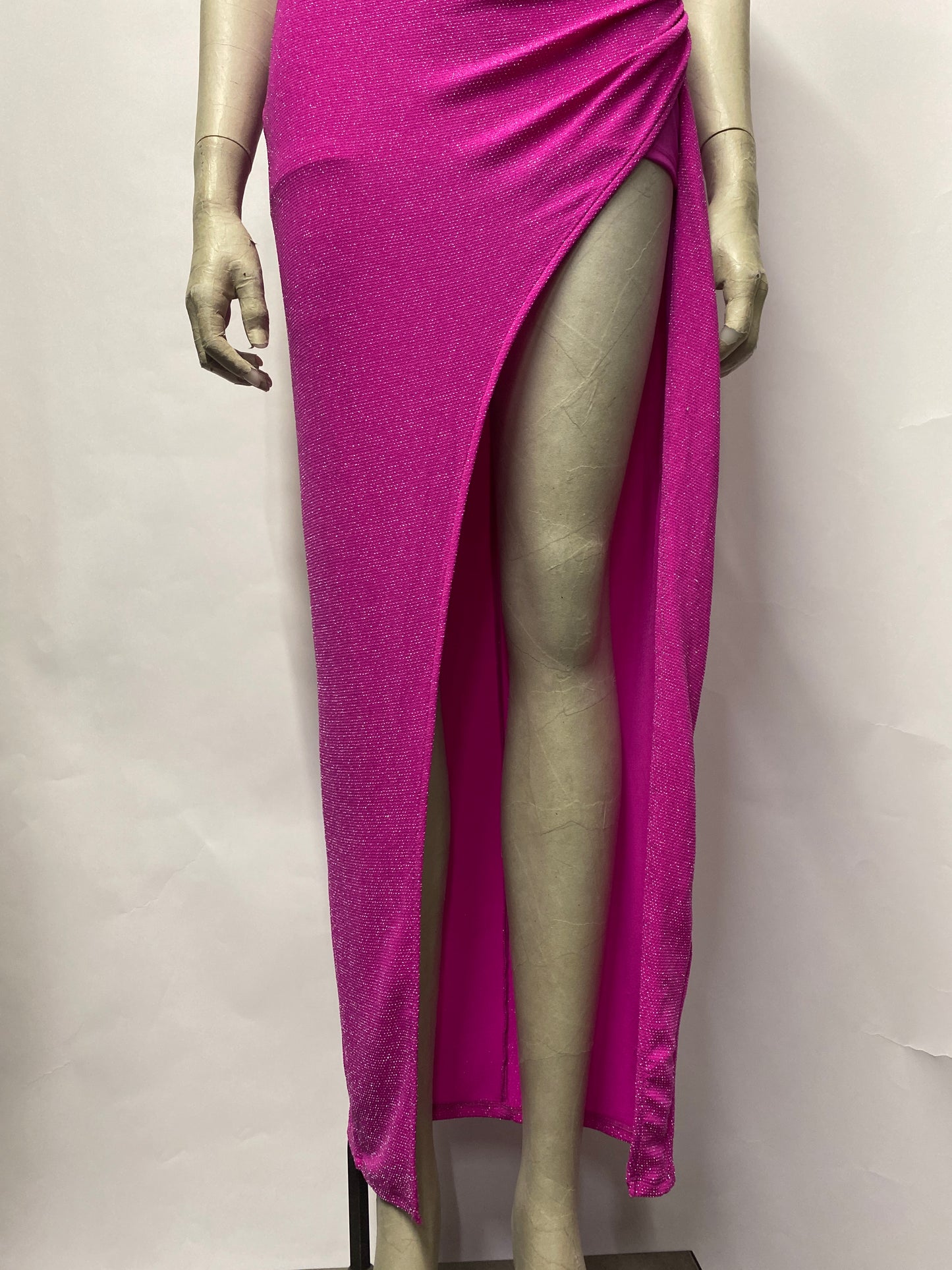 NBD at Revolve Pink Glitter Spaghetti Strap Ruched Midi Dress Extra Small BNWT