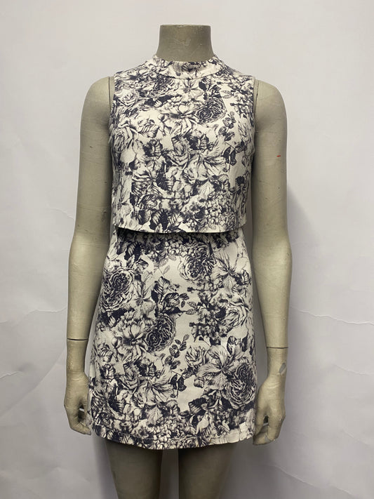 Lavish Alice Grey Floral Sleeveless Tiered Dress 8