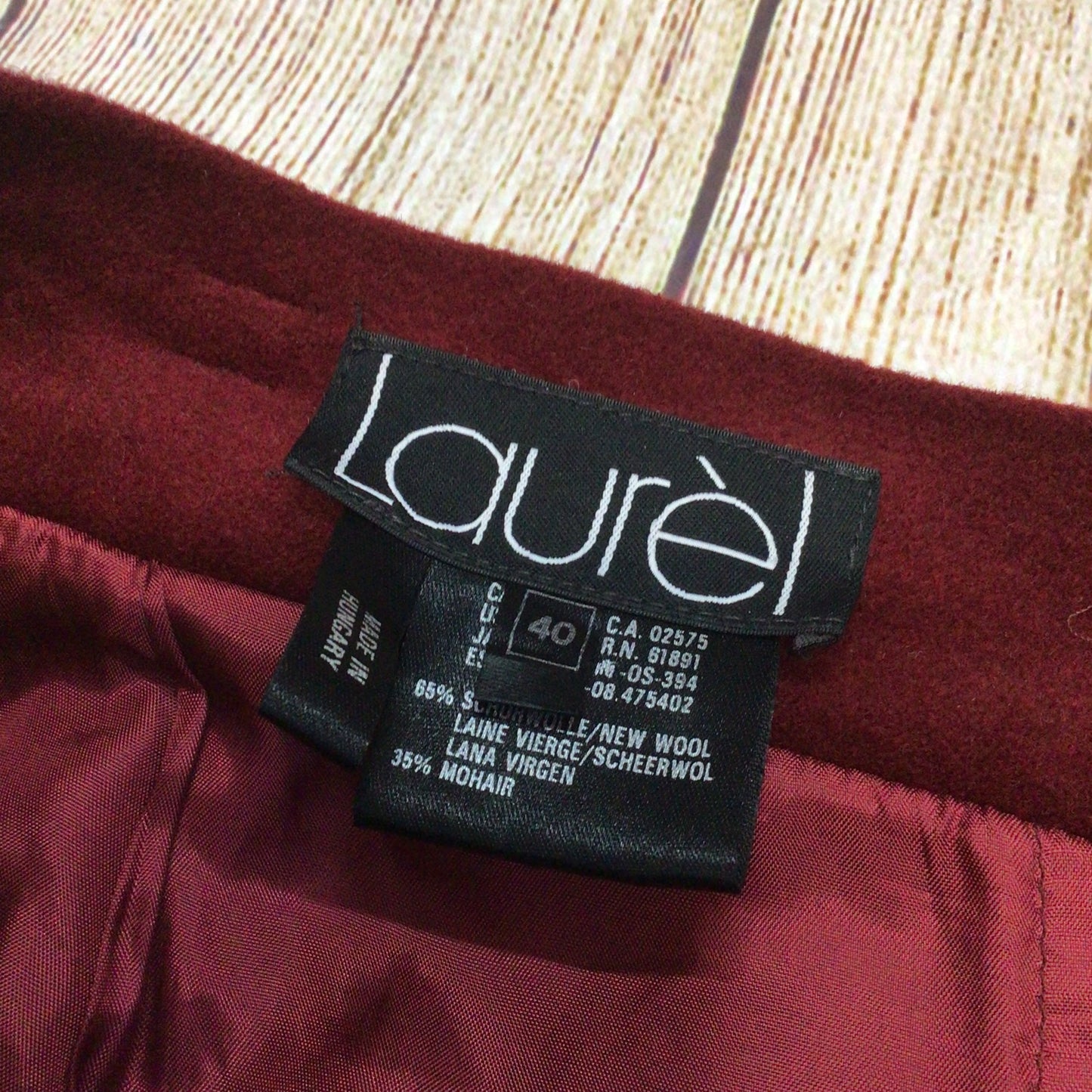Vintage Laurèl Red Wool & Mohair 2 Piece Skirt Jacket Size 36-40