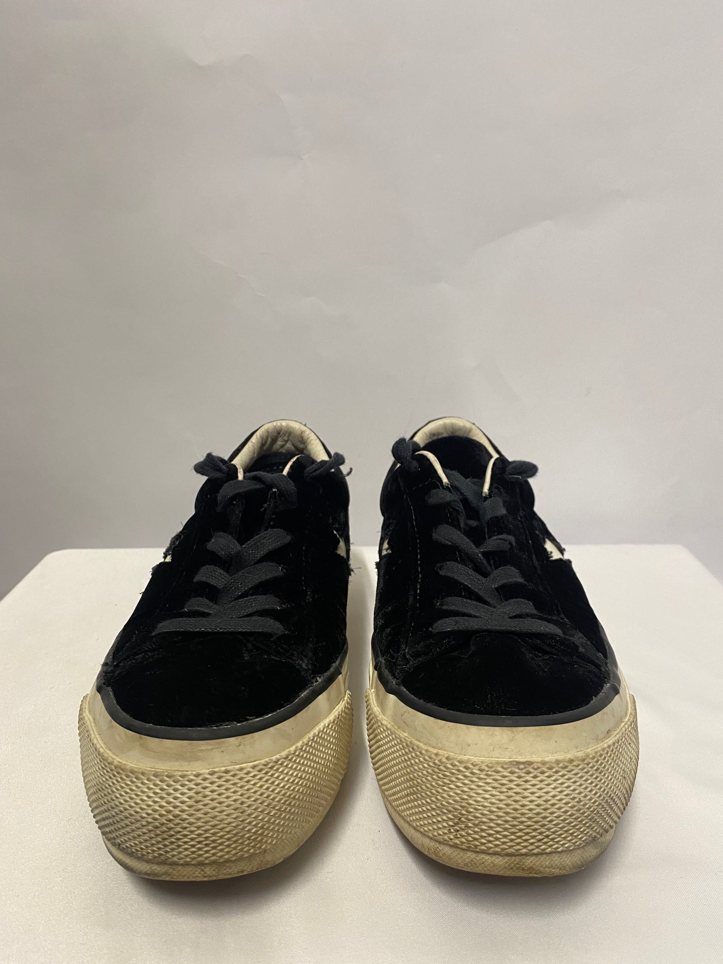 Converse Black Velvet One Star Lace Up Platform Trainers 4