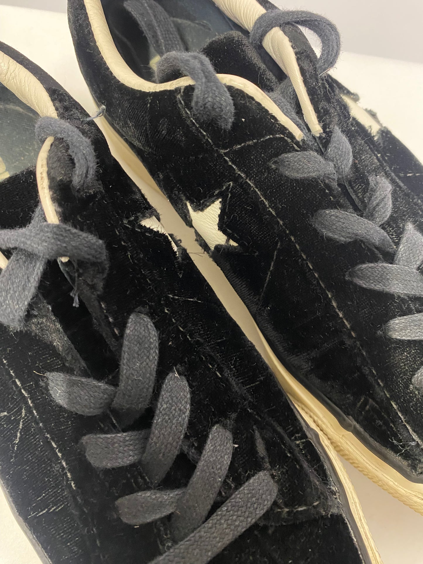 Converse Black Velvet One Star Lace Up Platform Trainers 4