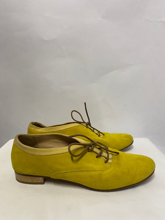 Toast Yellow Suede Lace Up Ballet Flats Shoes 5