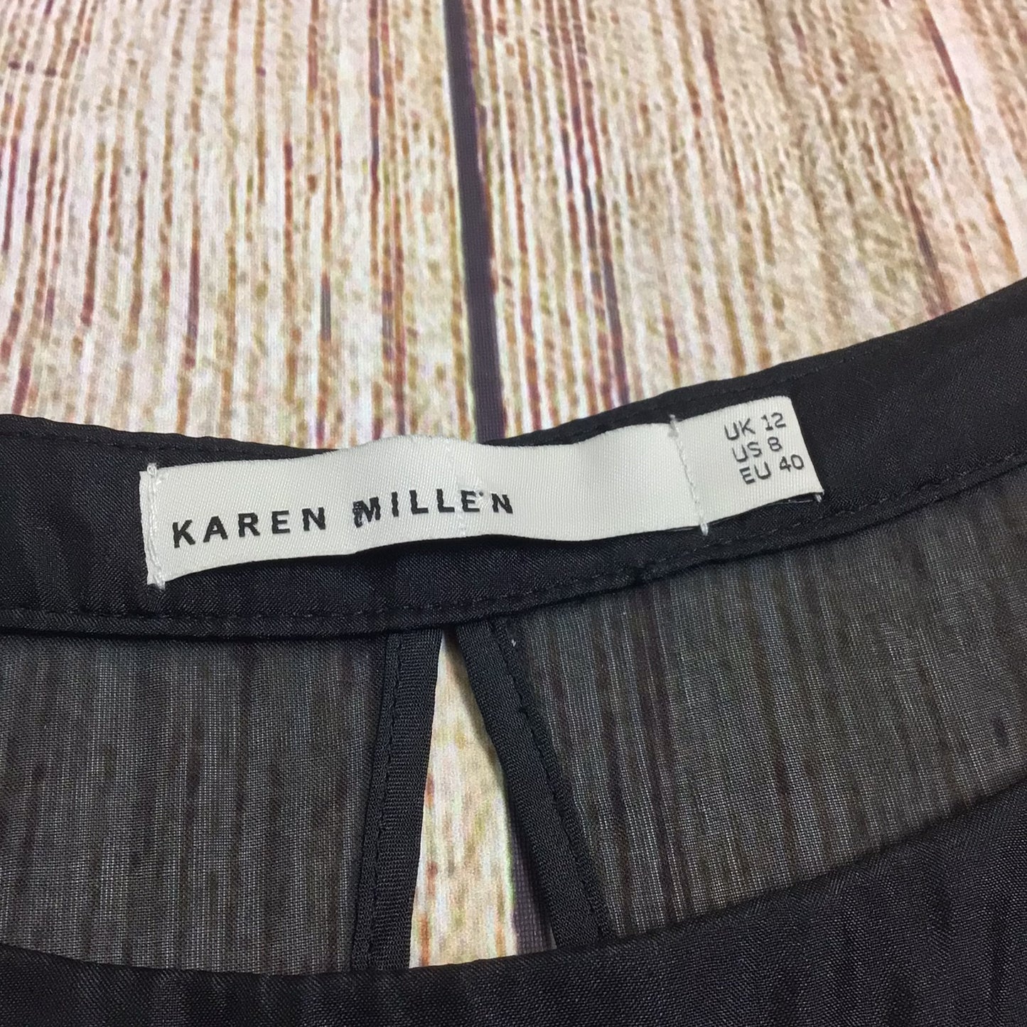 Karen Millen Black Frill Silk Blend Dress Size 12