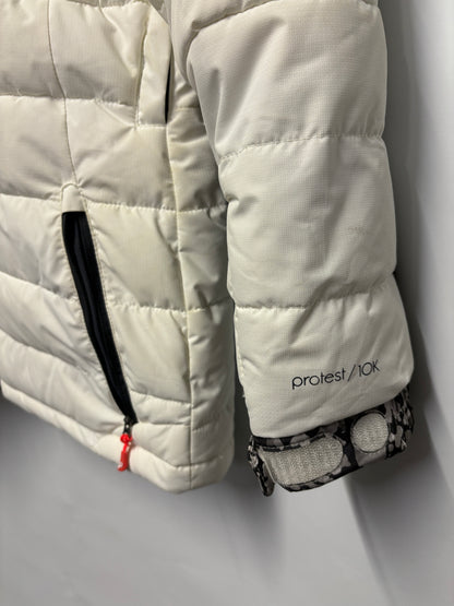 Protest White and Animal Print PVRE Waterproof Padded Snowboard Jacket Large