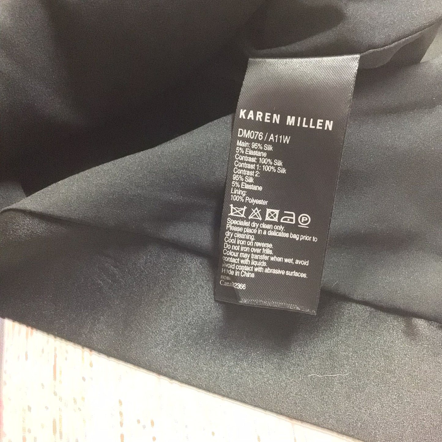 Karen Millen Black Frill Silk Blend Dress Size 12