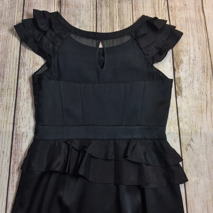 Karen Millen Black Frill Silk Blend Dress Size 12