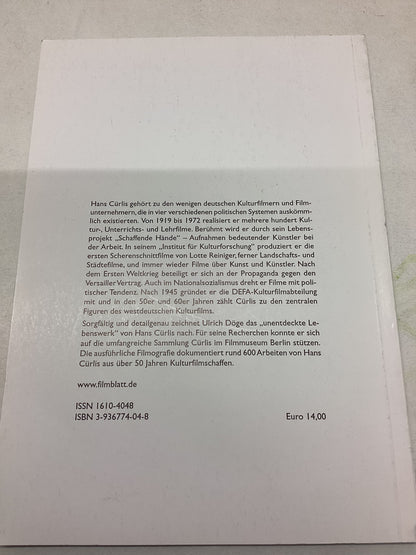 Kulturfilm Als Aufgabe Hans Curlis 1889 - 1982 Ulrich Doge