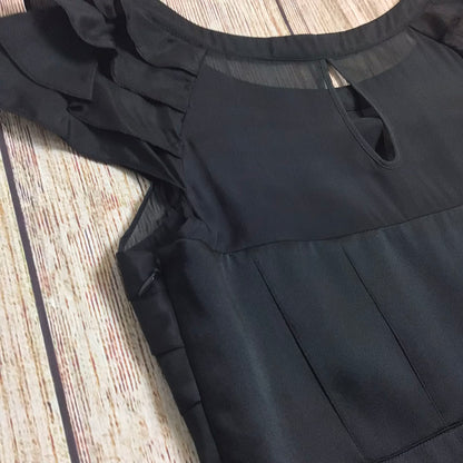 Karen Millen Black Frill Silk Blend Dress Size 12