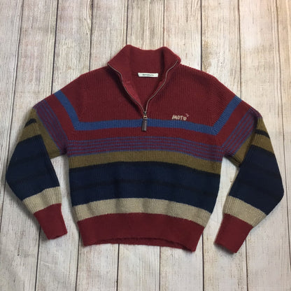 Moro Moro Red Multi Striped 1/4 Zip Stretchy Jumper Retro Size S/M (labelsize 2)