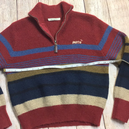 Moro Moro Red Multi Striped 1/4 Zip Stretchy Jumper Retro Size S/M (labelsize 2)