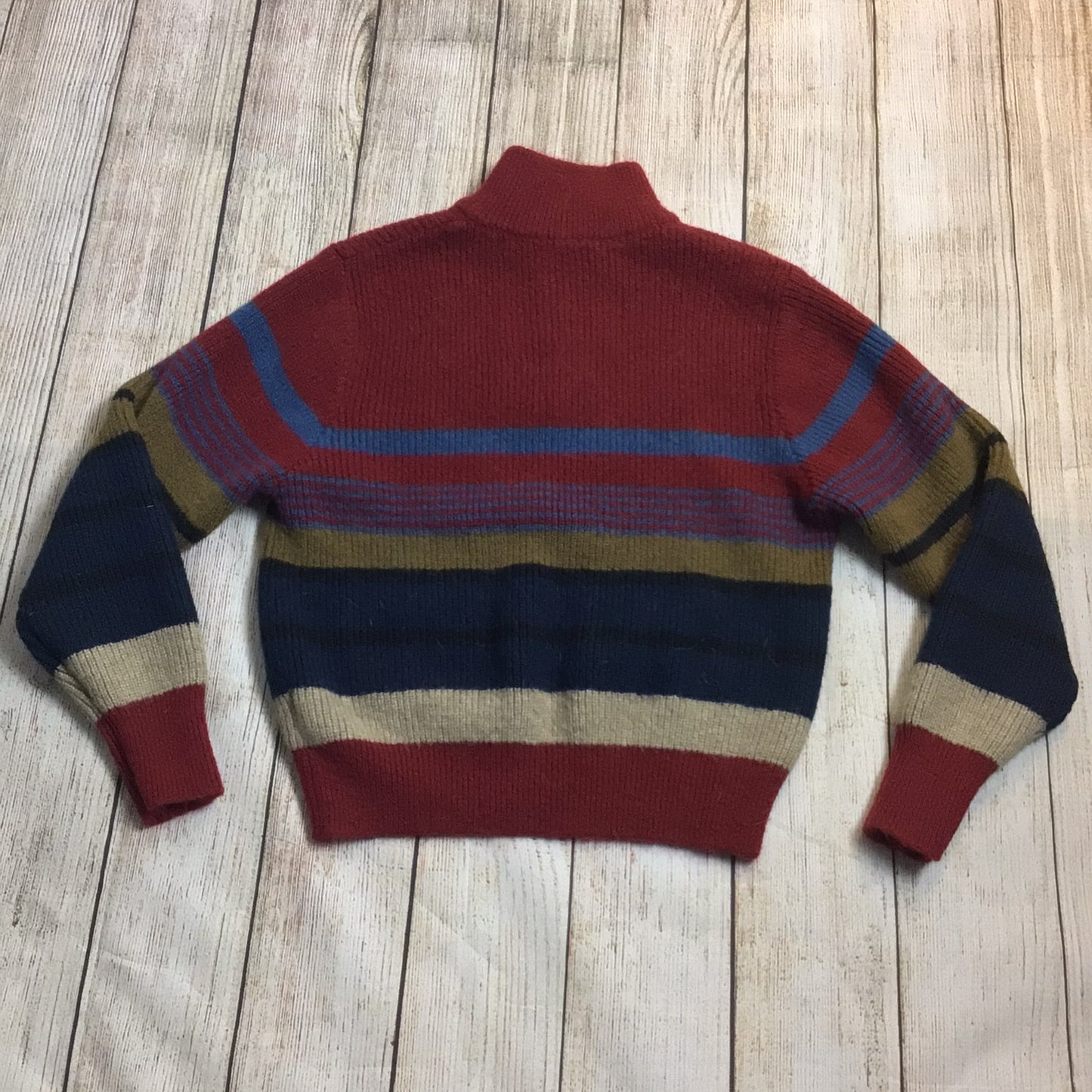 Moro Moro Red Multi Striped 1/4 Zip Stretchy Jumper Retro Size S/M (labelsize 2)