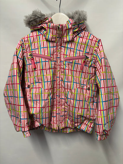 Spyder Pink and Multicoloured Striped Insulated Jacket 3.5/98