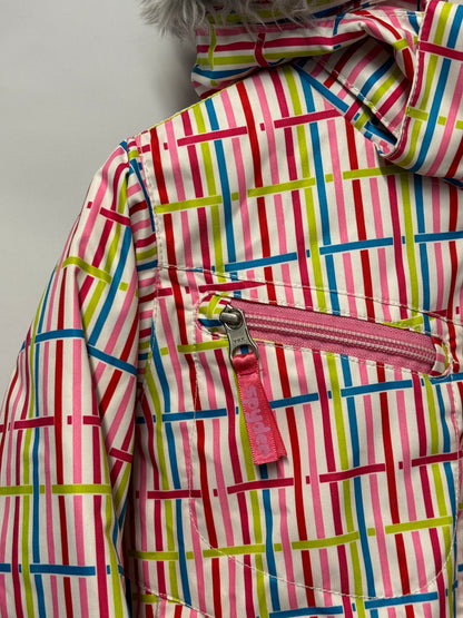 Spyder Pink and Multicoloured Striped Insulated Jacket 3.5/98