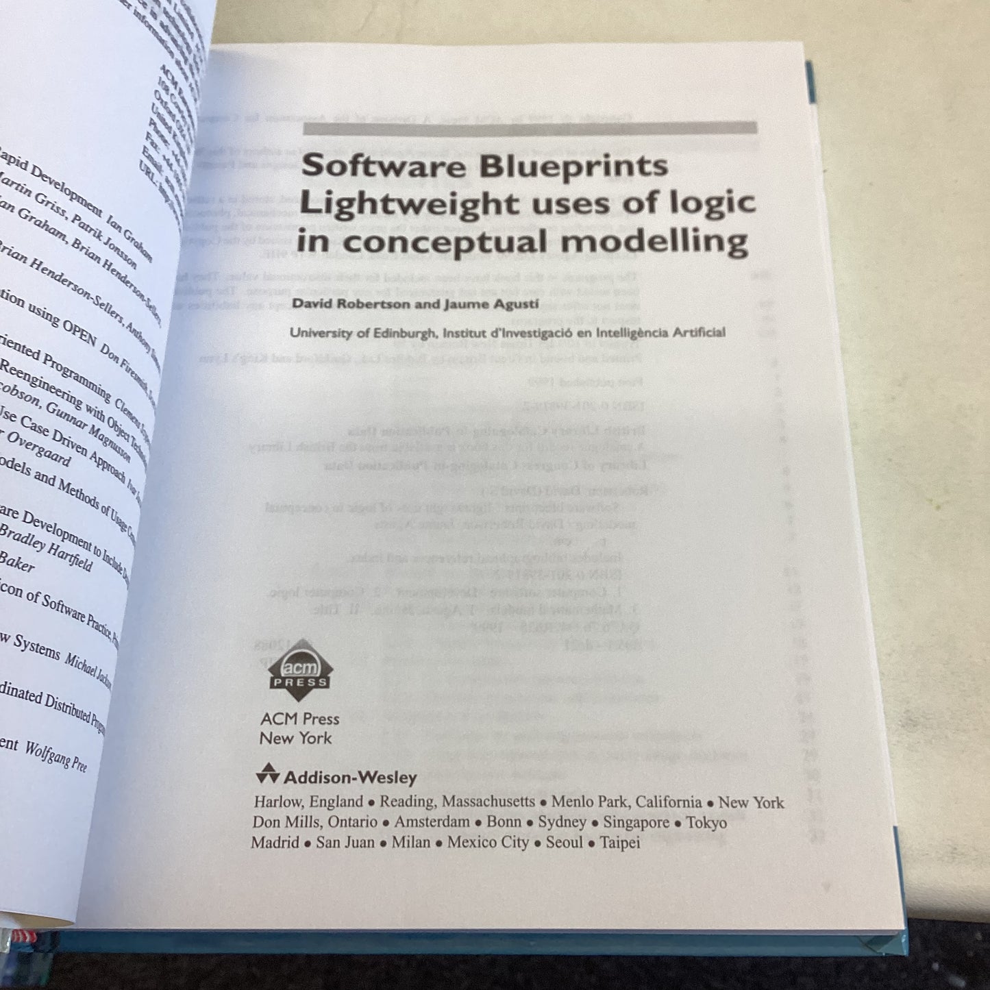 Software Blueprints Lightweight Uses of Logic In Conceptual Modelling David Robertson & Jaume Agusti
