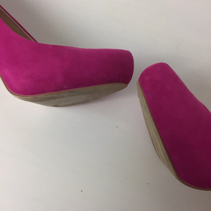 Miss KG Bright Pink Annie Viola Suedette Court Shoes Heels Size 5 UK (38 EU)