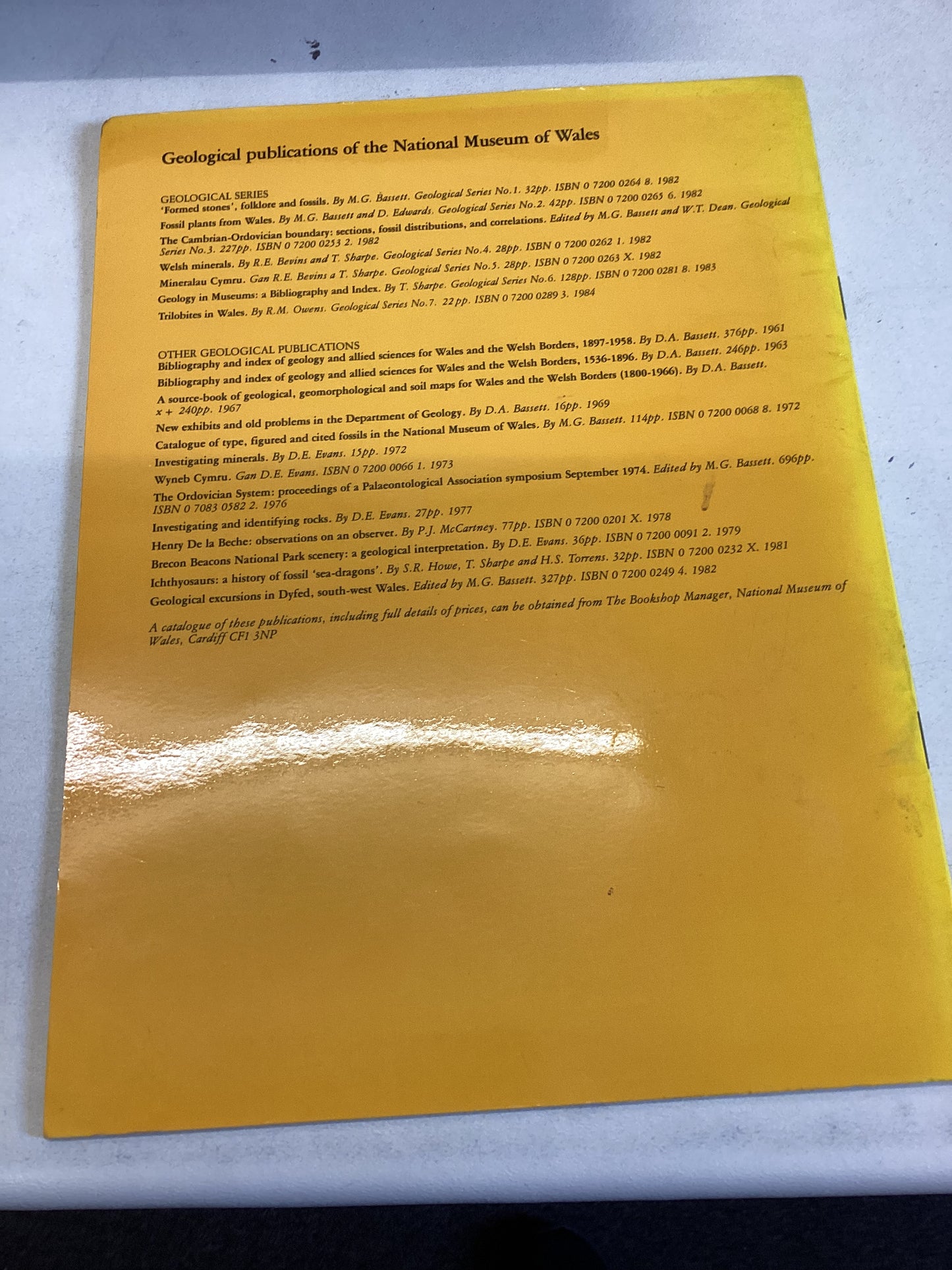 Trilbites in Wales National Museum of Wales Geological Series No 7 Cardiff April 1984 R M Owens