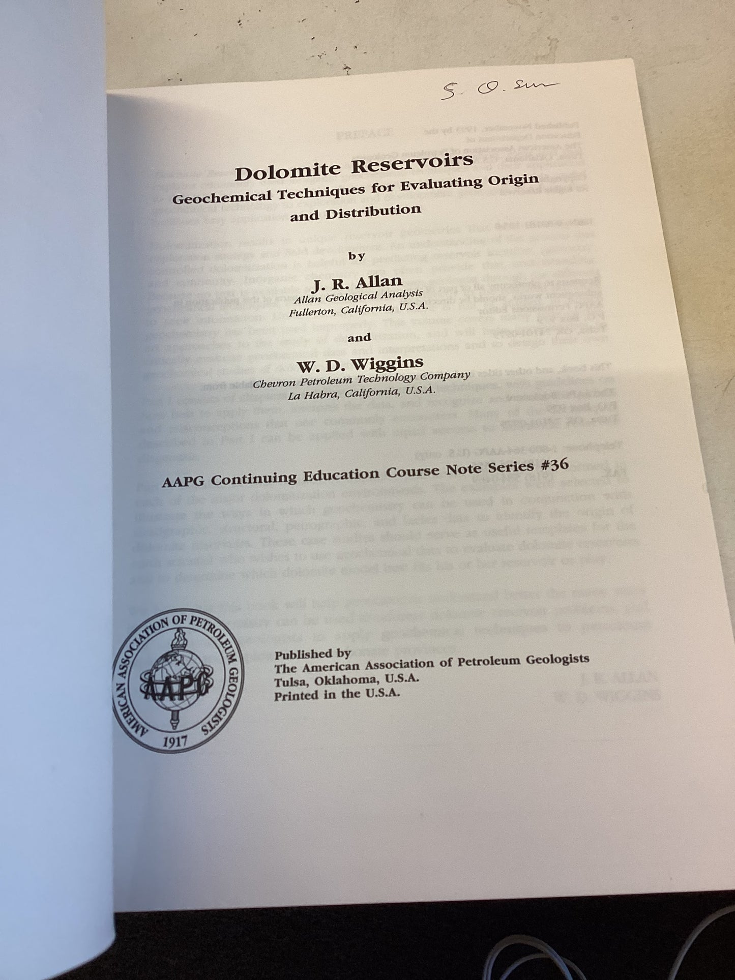 Dolomite Reservoirs Geochemical Techniques for Evaluating Origin and Distribution