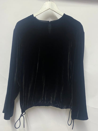 Theory Black Silk Blend Velvet Pull Over Long Sleeve Top Medium BNWT