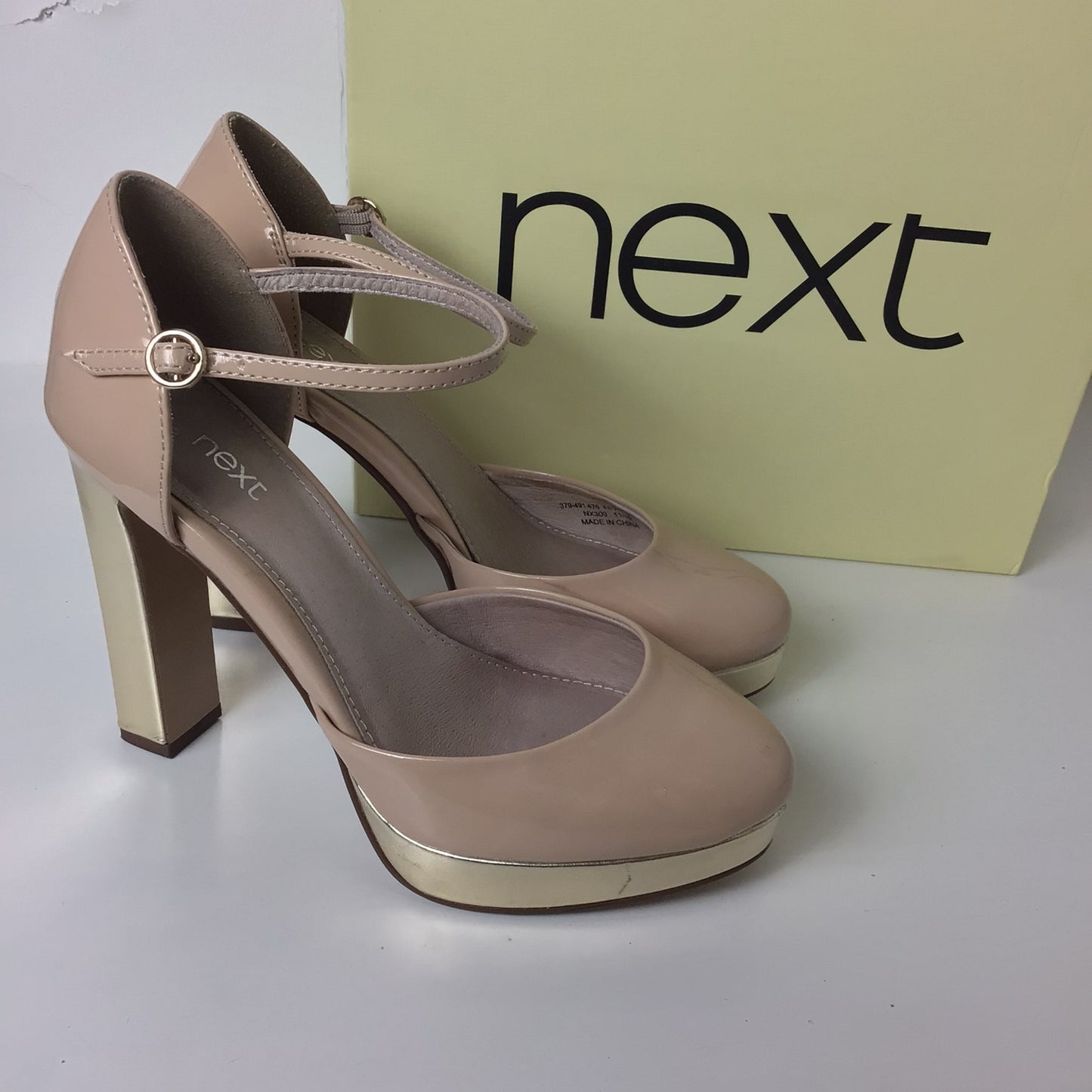 Next Nude Faux Patent Leather Platform Heels Size 4.5 UK (37.5 EU)