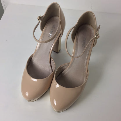 Next Nude Faux Patent Leather Platform Heels Size 4.5 UK (37.5 EU)