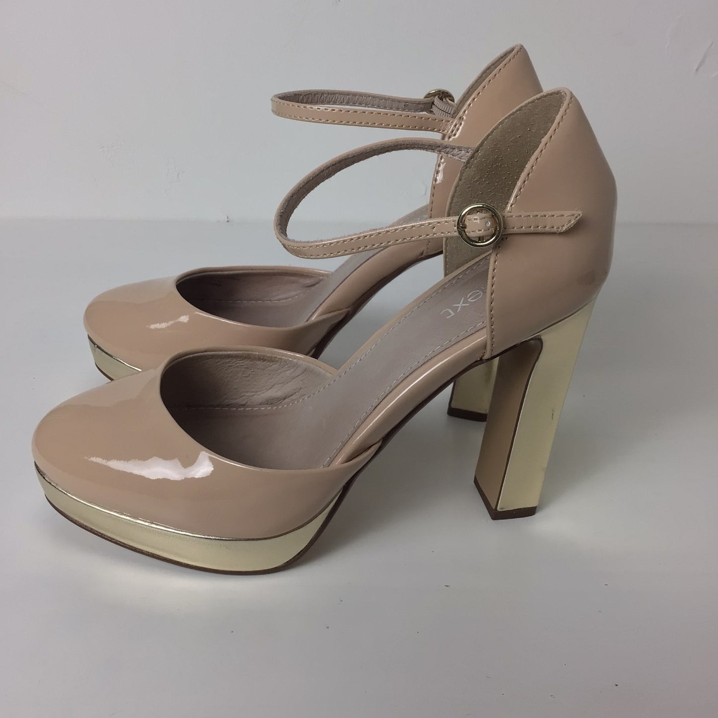 Next Nude Faux Patent Leather Platform Heels Size 4.5 UK (37.5 EU)