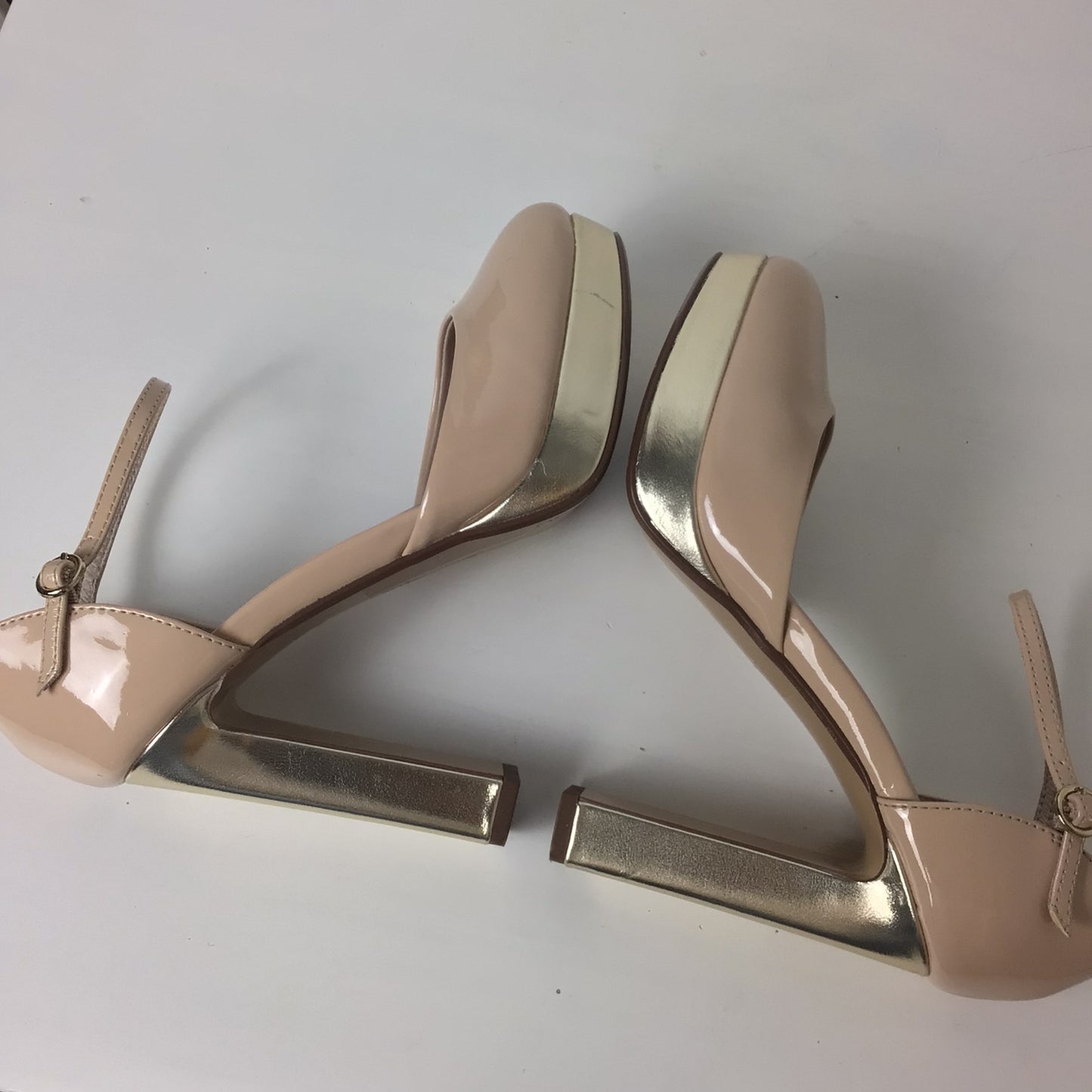 Next Nude Faux Patent Leather Platform Heels Size 4.5 UK (37.5 EU)