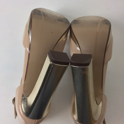 Next Nude Faux Patent Leather Platform Heels Size 4.5 UK (37.5 EU)