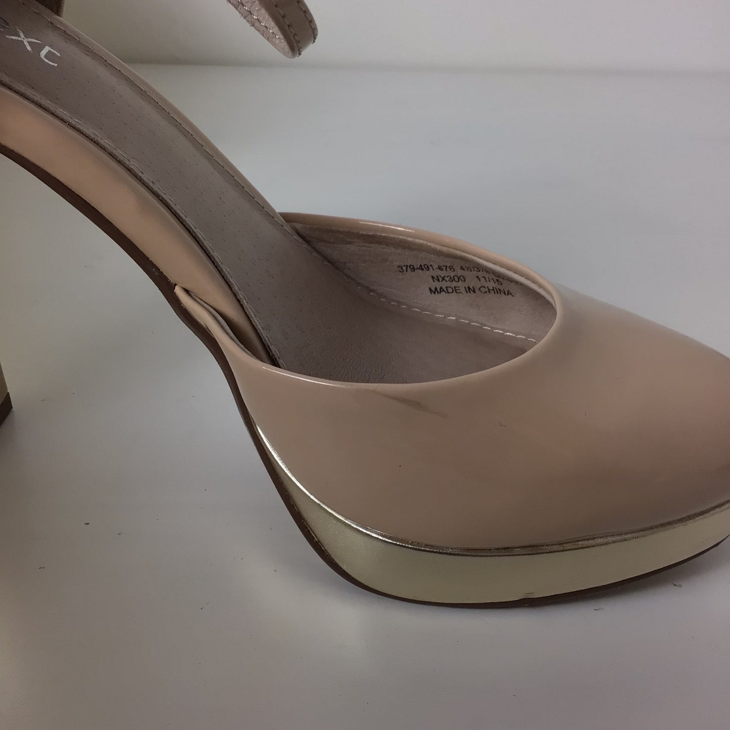 Next Nude Faux Patent Leather Platform Heels Size 4.5 UK (37.5 EU)