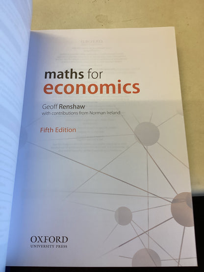 Maths For Economics Fifth Edition Geoff Renshaw