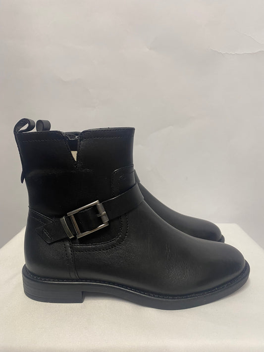 Hotter Delta Black Leather Ankle Boots 4 BNIB