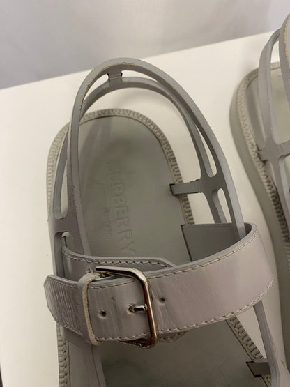 Burberry Grey Double Strap Buckle Cut Out Sandals 10.5