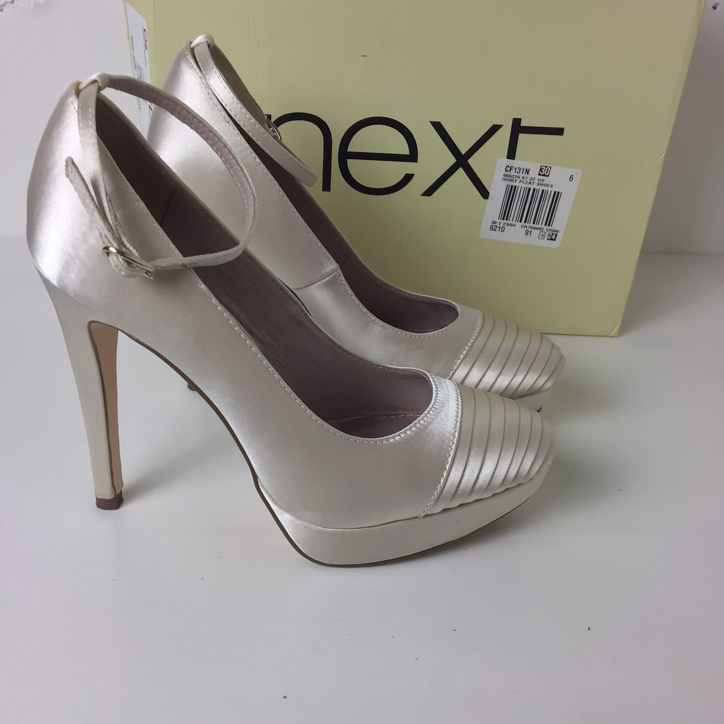 Next Ivory Pleat Platform Heels Shoes Size 4.5 UK (37.5 EU)