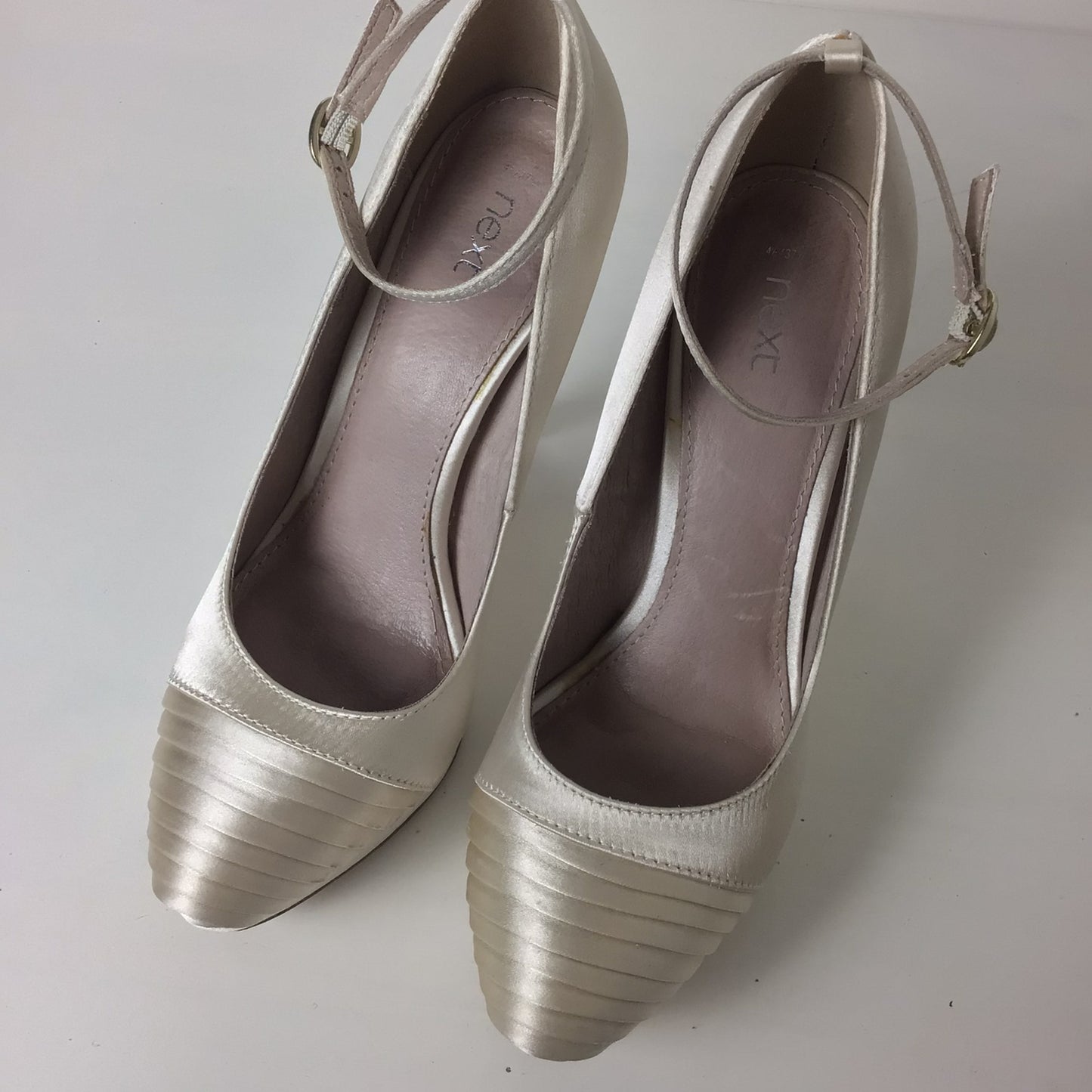 Next Ivory Pleat Platform Heels Shoes Size 4.5 UK (37.5 EU)