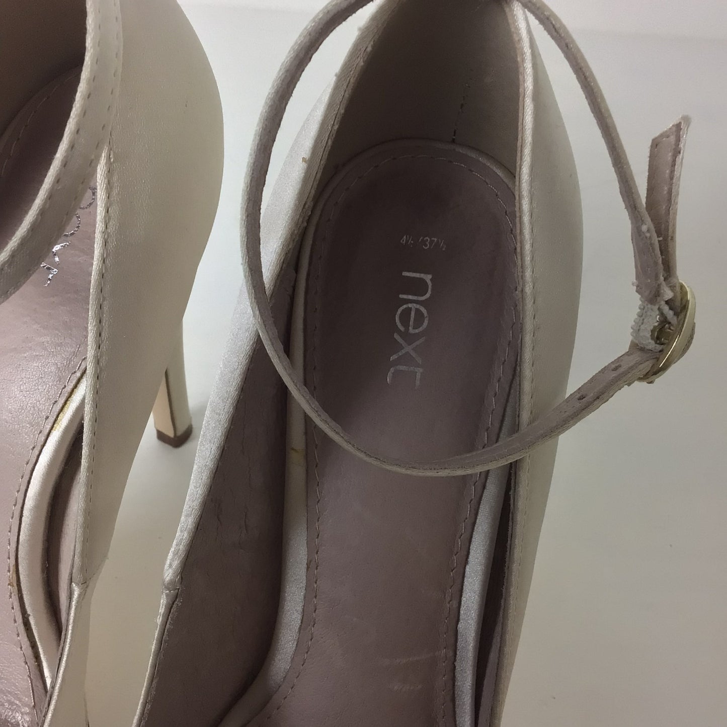 Next Ivory Pleat Platform Heels Shoes Size 4.5 UK (37.5 EU)