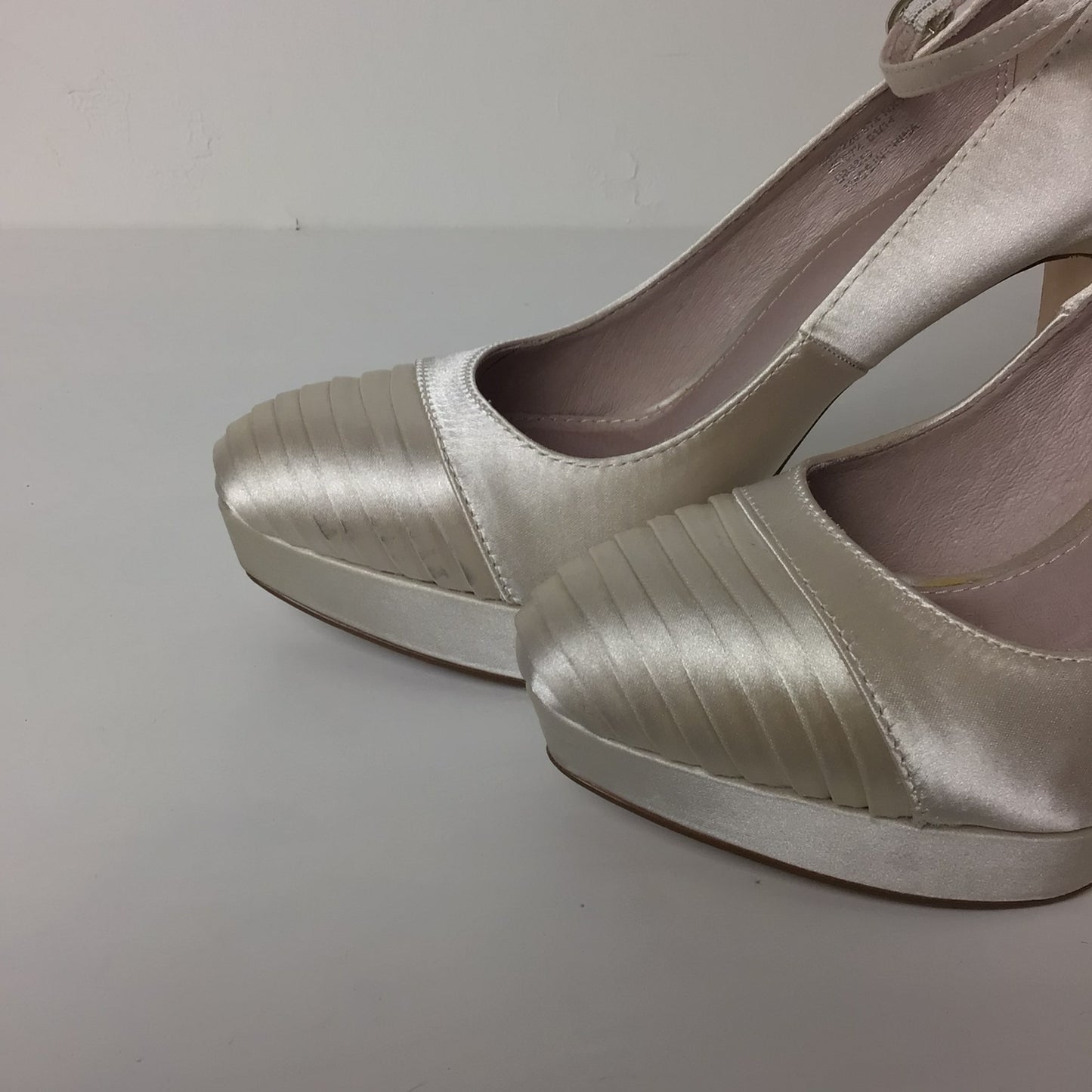 Next Ivory Pleat Platform Heels Shoes Size 4.5 UK (37.5 EU)