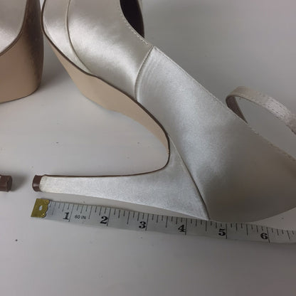 Next Ivory Pleat Platform Heels Shoes Size 4.5 UK (37.5 EU)