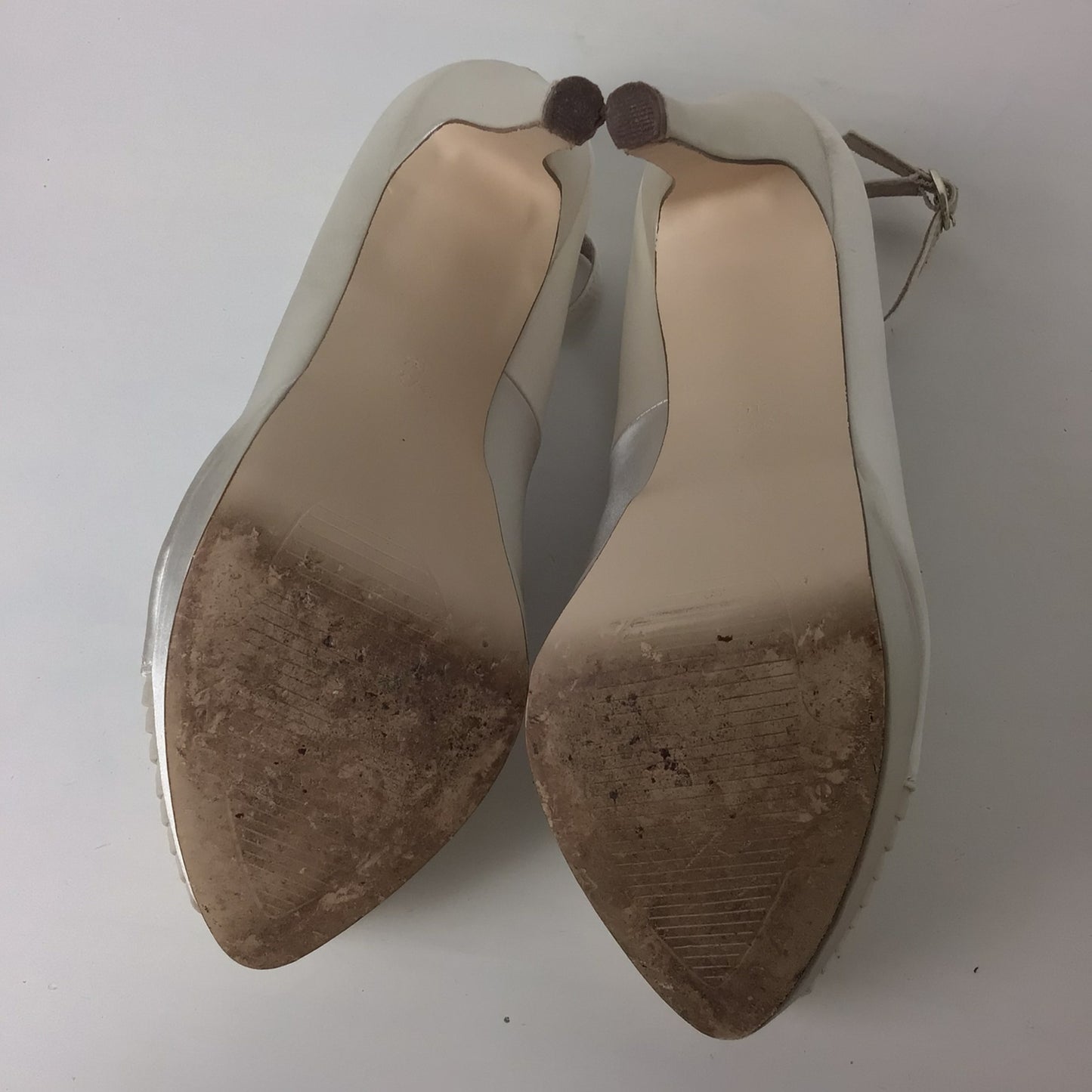 Next Ivory Pleat Platform Heels Shoes Size 4.5 UK (37.5 EU)