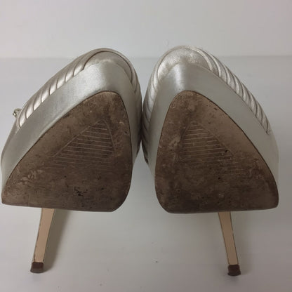 Next Ivory Pleat Platform Heels Shoes Size 4.5 UK (37.5 EU)