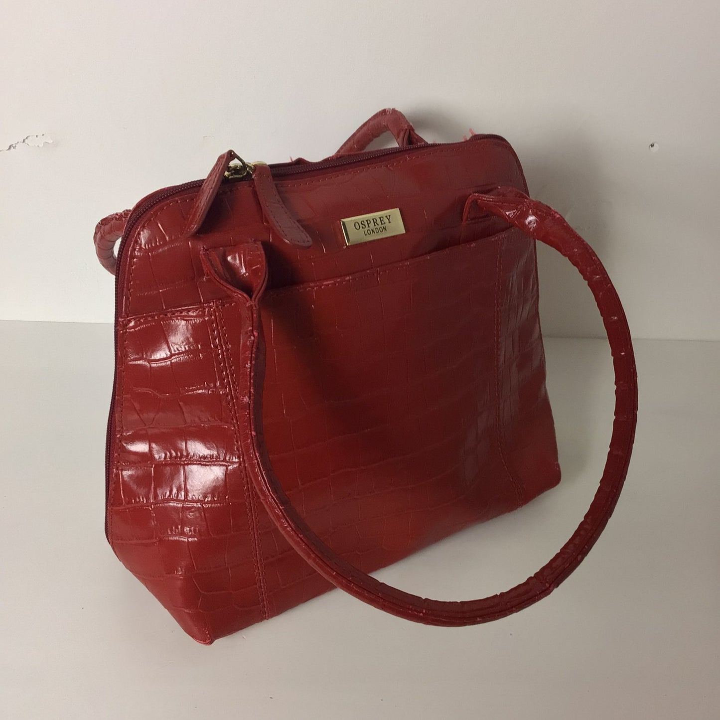 Osprey Red Moc Croc Shoulder Bag