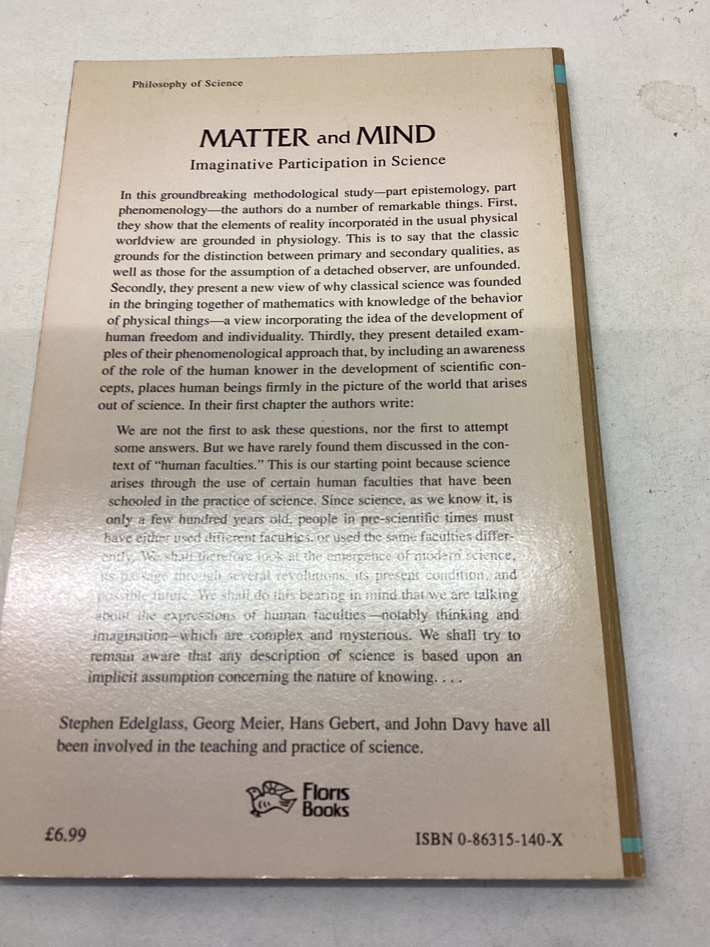 Matter and Mind Imaginative Participation In Science Stephen Edelglass Georg Maier Hans Gebert John Davy