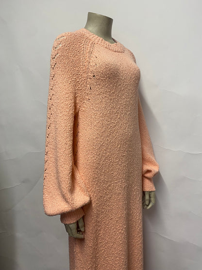 Steele Pink Knitted Cotton Long Sleeve Dress Small