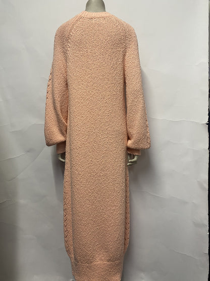 Steele Pink Knitted Cotton Long Sleeve Dress Small