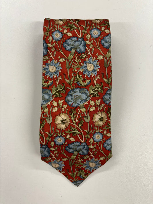 The Metropolitan Museum of Art Red Silk William Morris Style Neck Tie