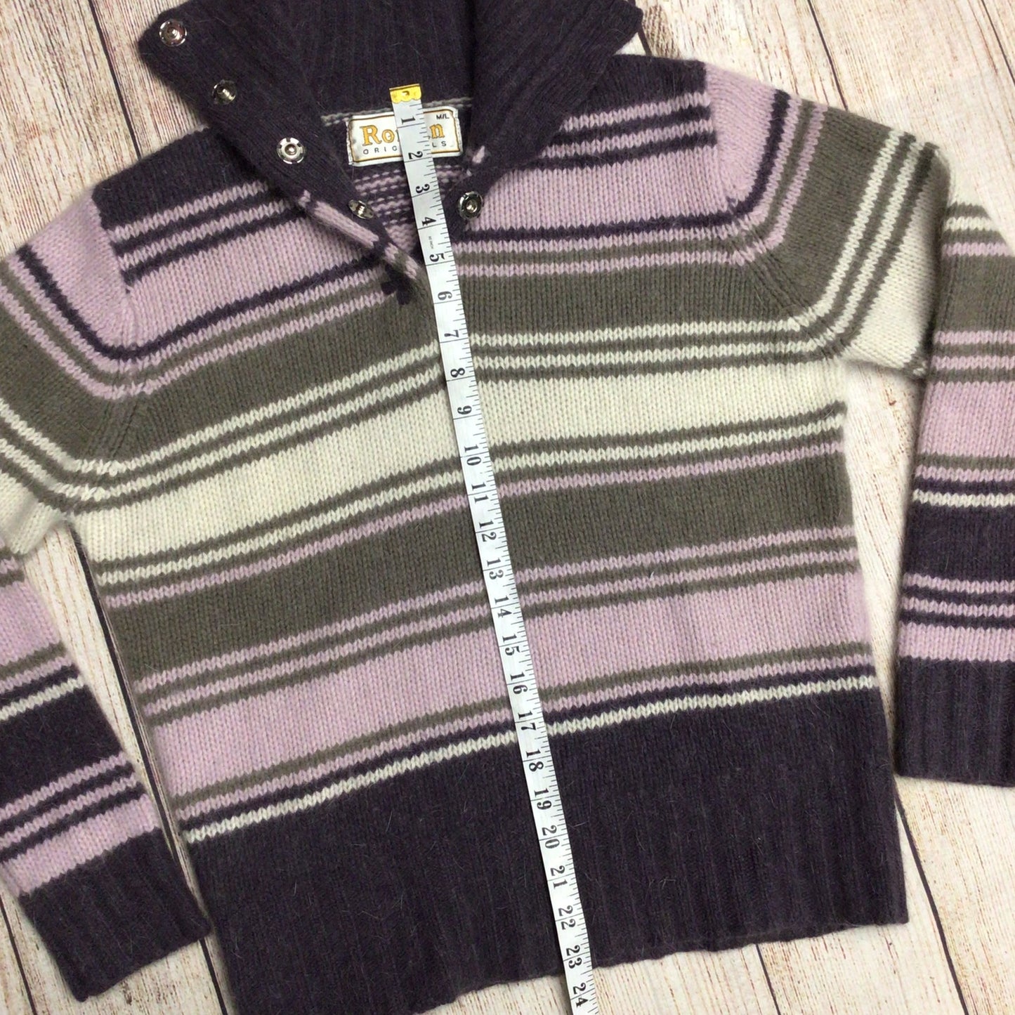 Roman Originals Purple Multi Striped Lambswool & Angora Blend Jumper Size M/L