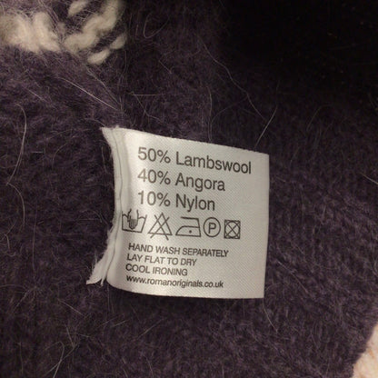 Roman Originals Purple Multi Striped Lambswool & Angora Blend Jumper Size M/L