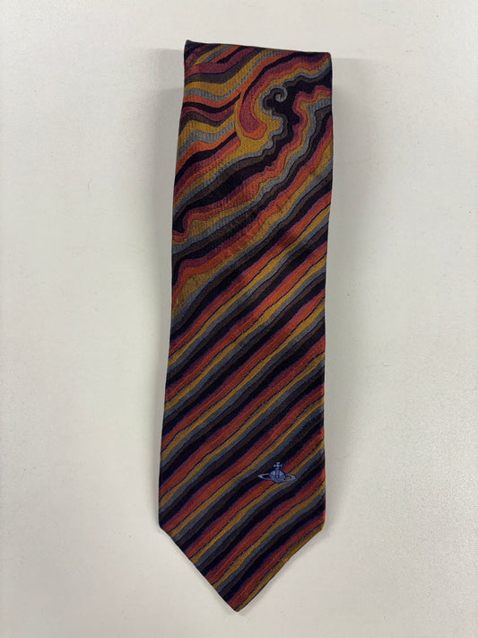 Vivienne Westwood Multi Coloured Silk Striped Necktie